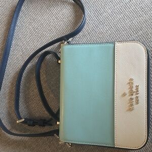 kate spade Staci Square Two-Tone Blue & Cream Crossbody Bag